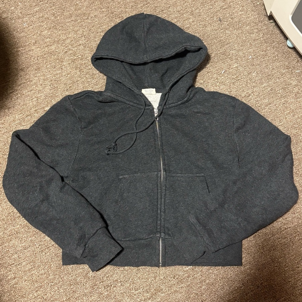 Brandy Melville Dark Gray Crop Zip Up